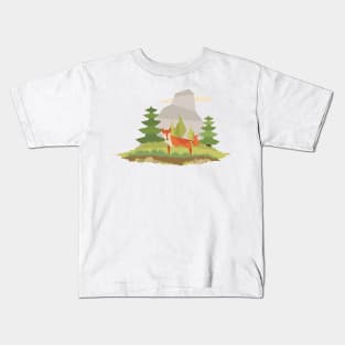 Geometric flat style fox design Kids T-Shirt